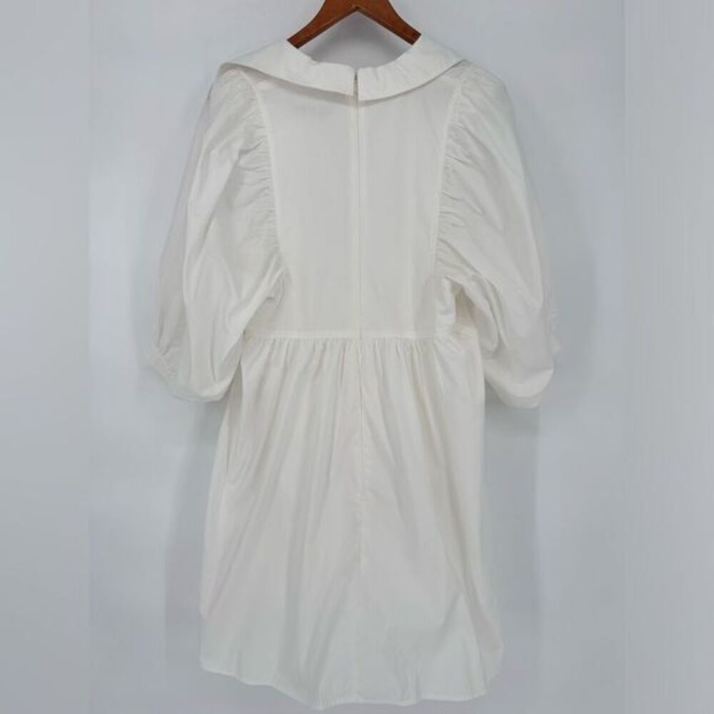 NWT Hunter Bell Noah Mini Dress White Collar Puff Sleeve Relaxed Shift - Picture 4 of 11